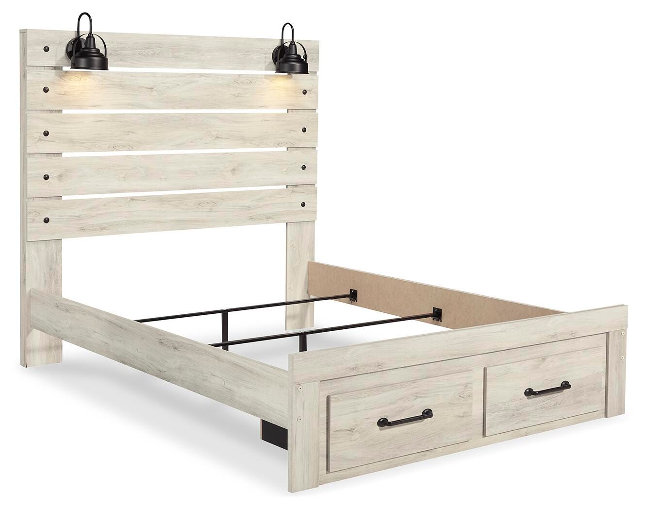 Cambeck Whitewash Queen Panel Storage Bed, Dresser, Mirror, Chest and 2 Nightstands