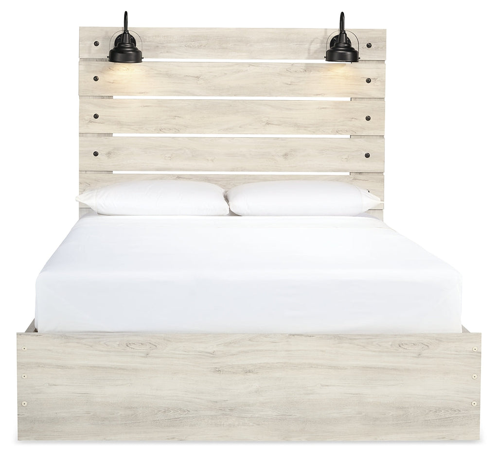 Cambeck Whitewash Queen Panel Storage Bed and 2 Nightstands