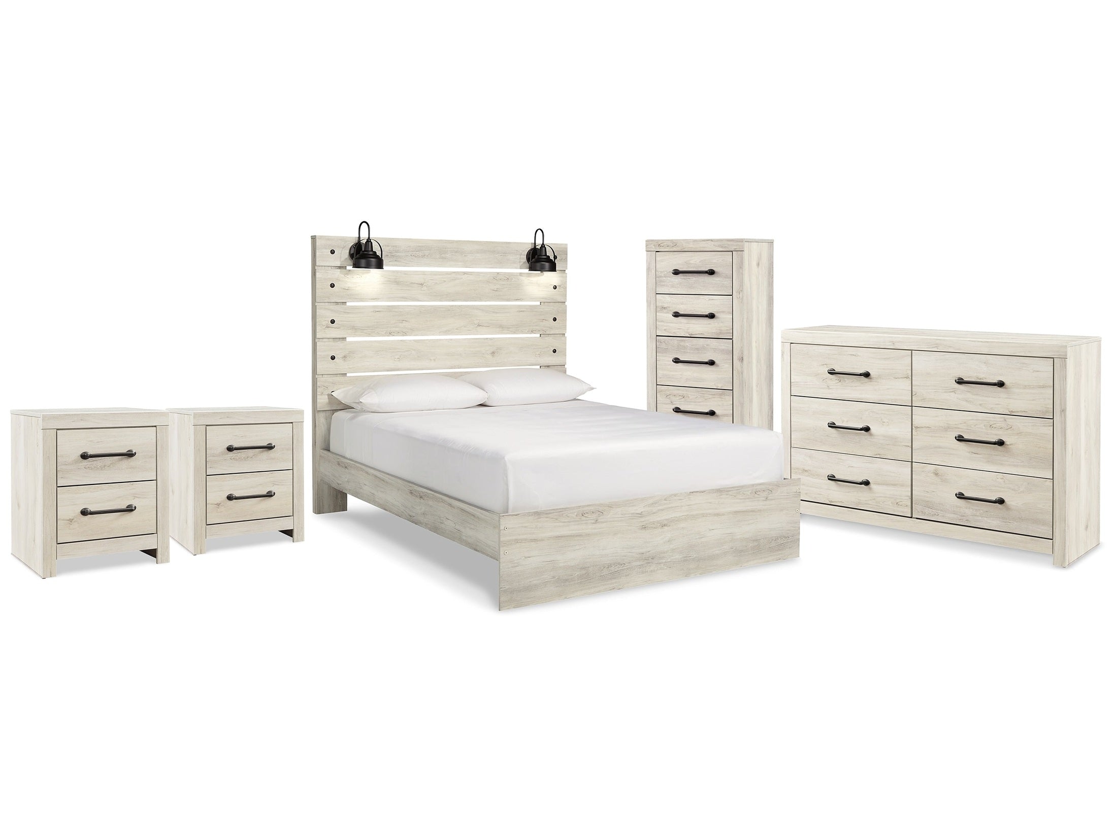 Cambeck Whitewash Queen Panel Storage Bedroom Set