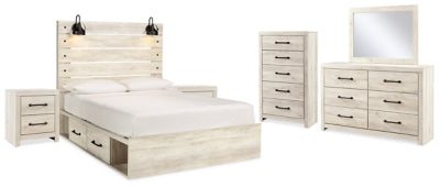 Cambeck Whitewash Queen Panel Storage Bedroom Set