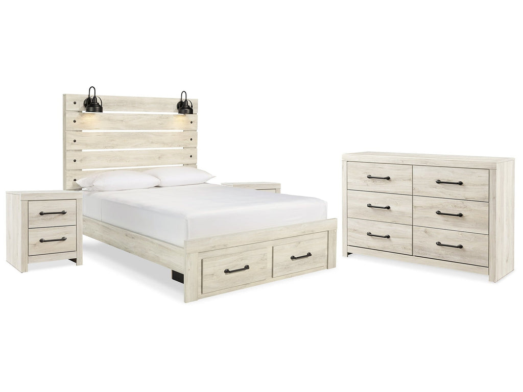 Cambeck Whitewash Queen Panel Storage Bedroom Set