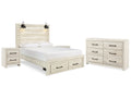 Cambeck Whitewash Queen Panel Storage Bedroom Set
