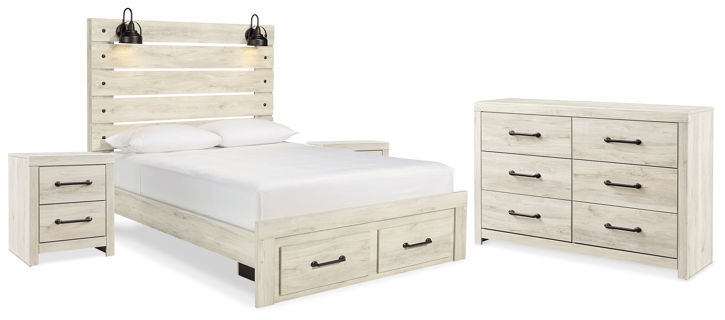 Cambeck Whitewash Queen Panel Storage Bedroom Set
