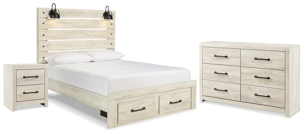 Cambeck Whitewash Queen Panel Storage Bedroom Set