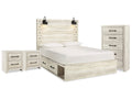 Cambeck Whitewash Queen Storage Bedroom Set