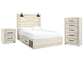 Cambeck Whitewash Queen Storage Bedroom Set with Chest and Nightstand