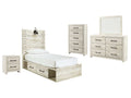 Cambeck Whitewash Twin Panel Bedroom Set w/ 2 Storage Drawers