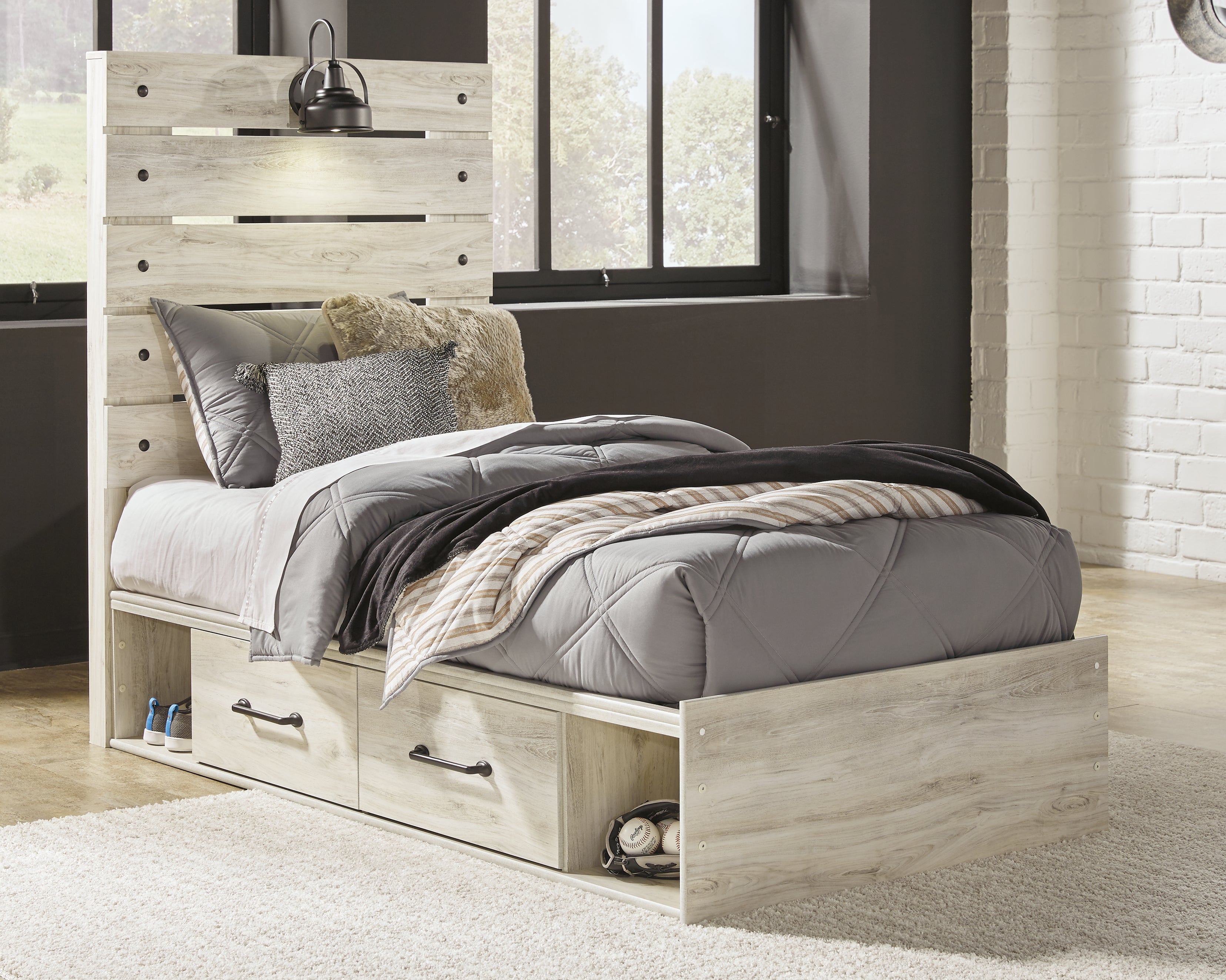 Cambeck Whitewash Twin Storage Bedroom Set