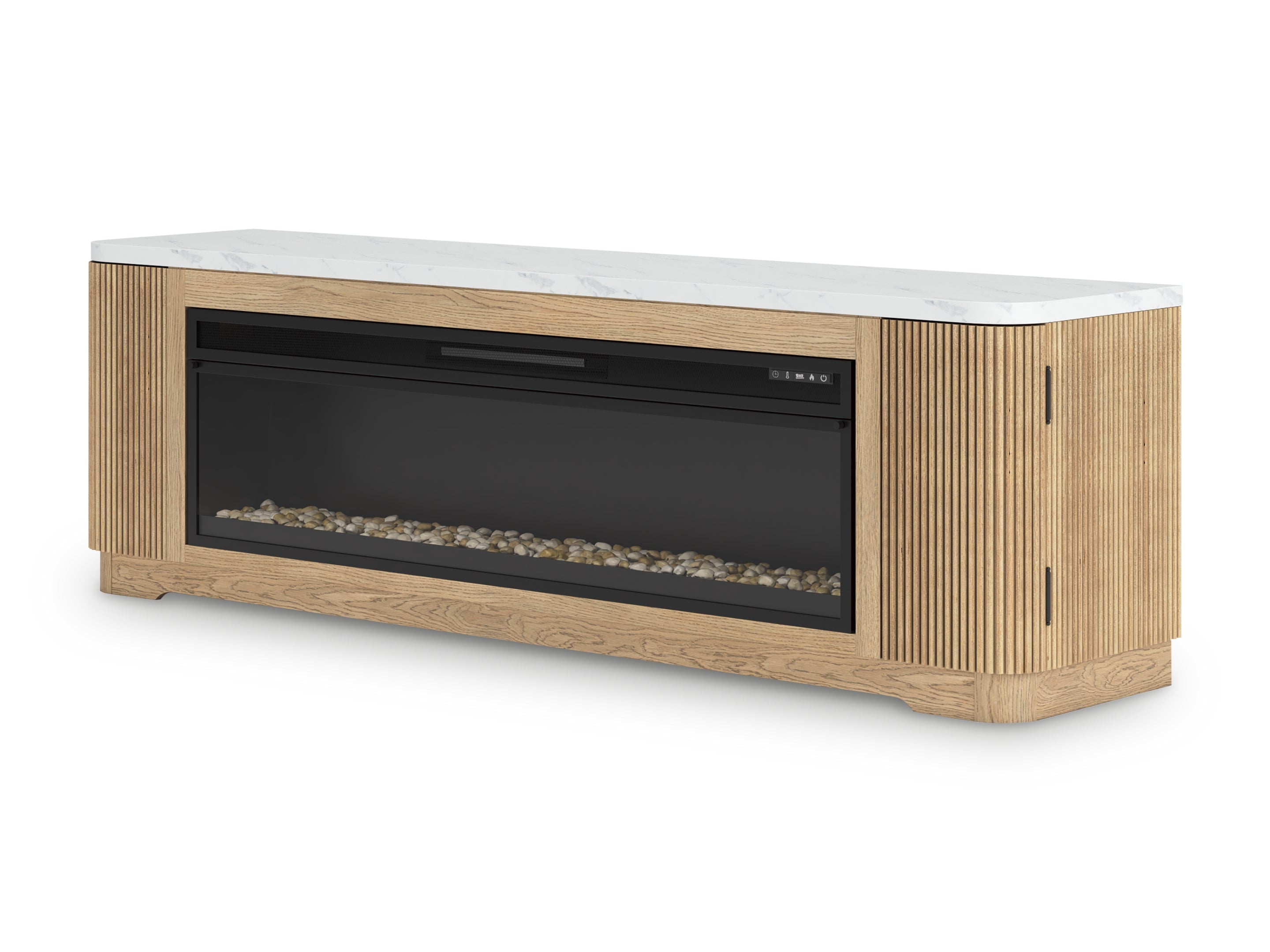 Camdill Light Brown 80" TV Stand with Electric Fireplace