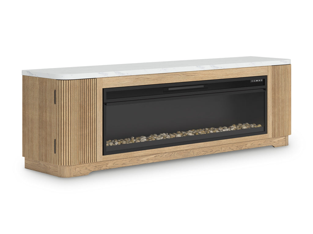 Camdill Light Brown 80" TV Stand with Electric Fireplace