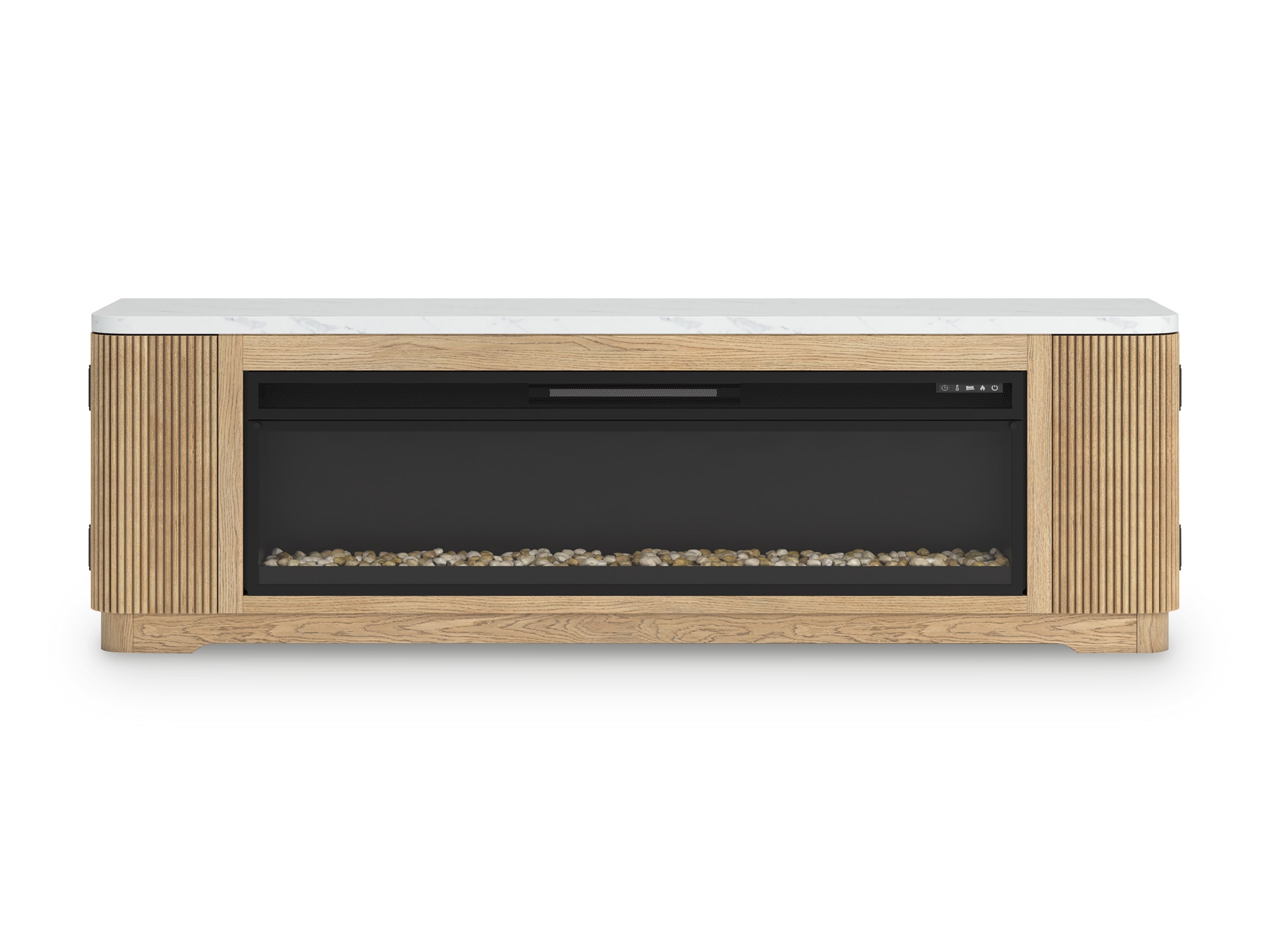 Camdill Light Brown 80" TV Stand with Electric Fireplace
