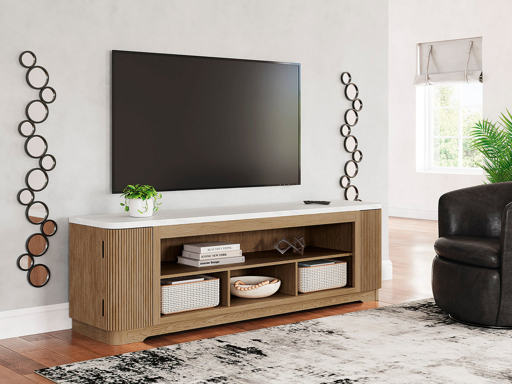 Camdill Light Brown XL TV Stand w/Fireplace Option