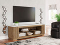 Camdill Light Brown XL TV Stand w/Fireplace Option