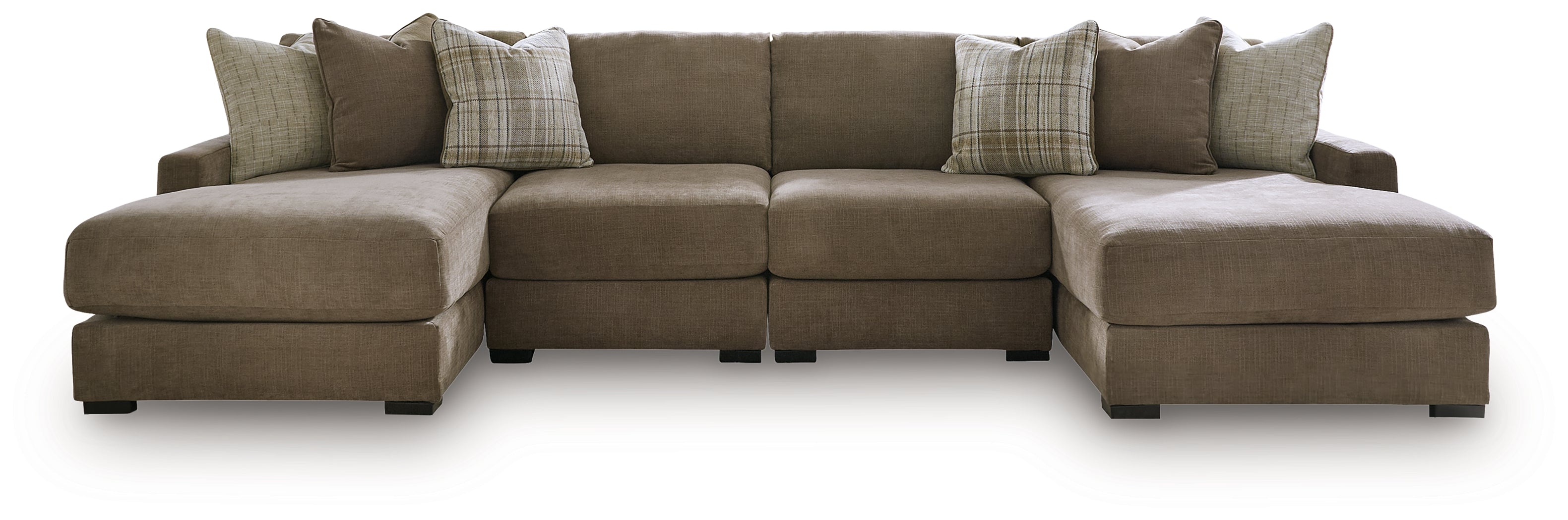 Camellia-Court Coffee 4-Piece Double Chaise Sectional