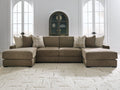 Camellia-Court Coffee 4-Piece Double Chaise Sectional