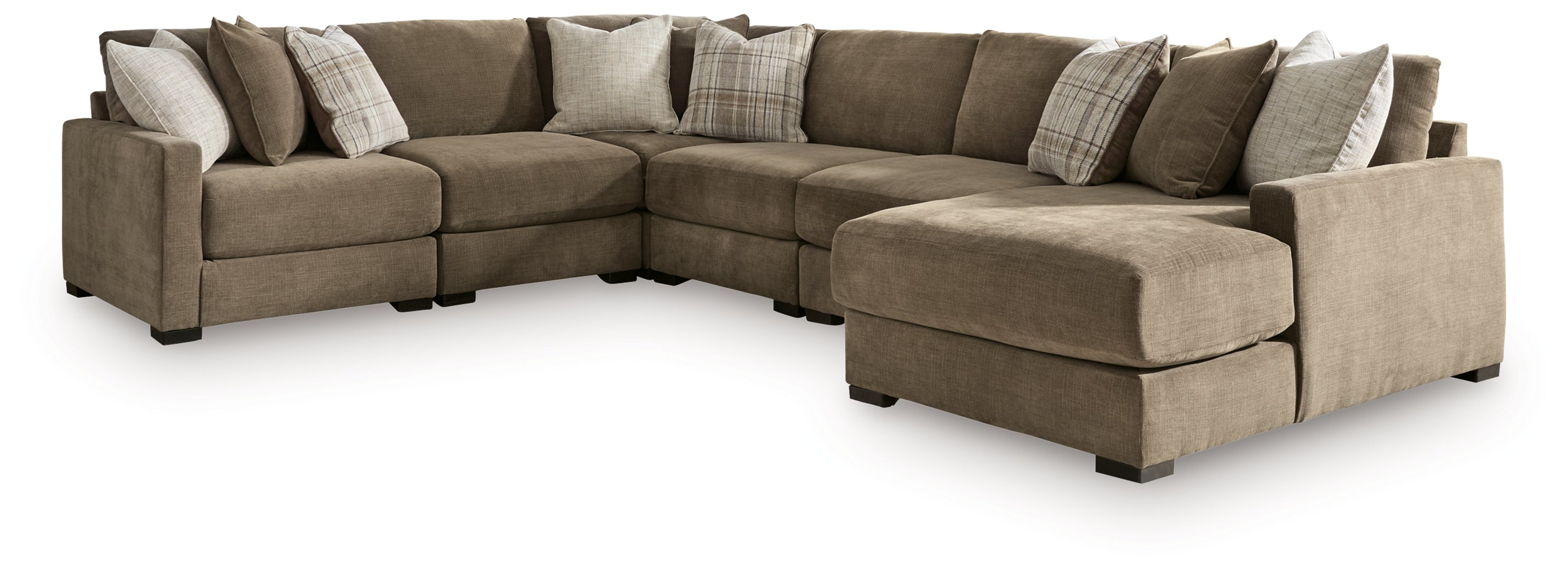 Camellia-Court Coffee 6-Piece Sectional with Chaise