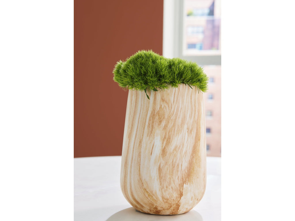 Cammen Tan/White Vase (10" H)