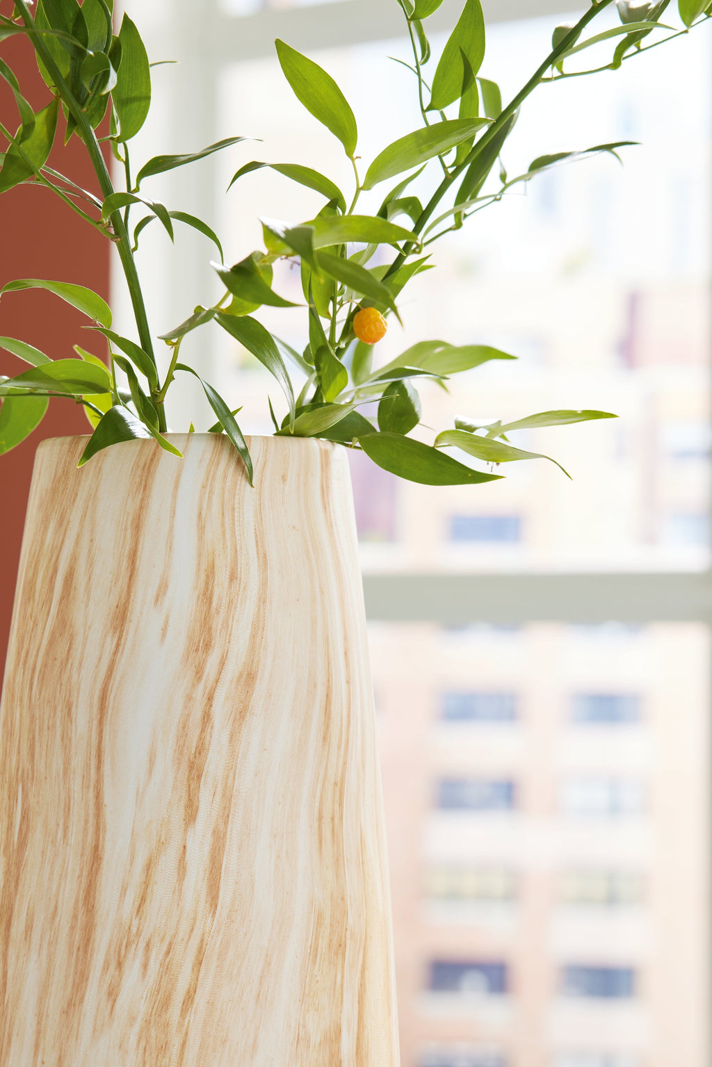 Cammen Tan/White Vase (14.25" H)
