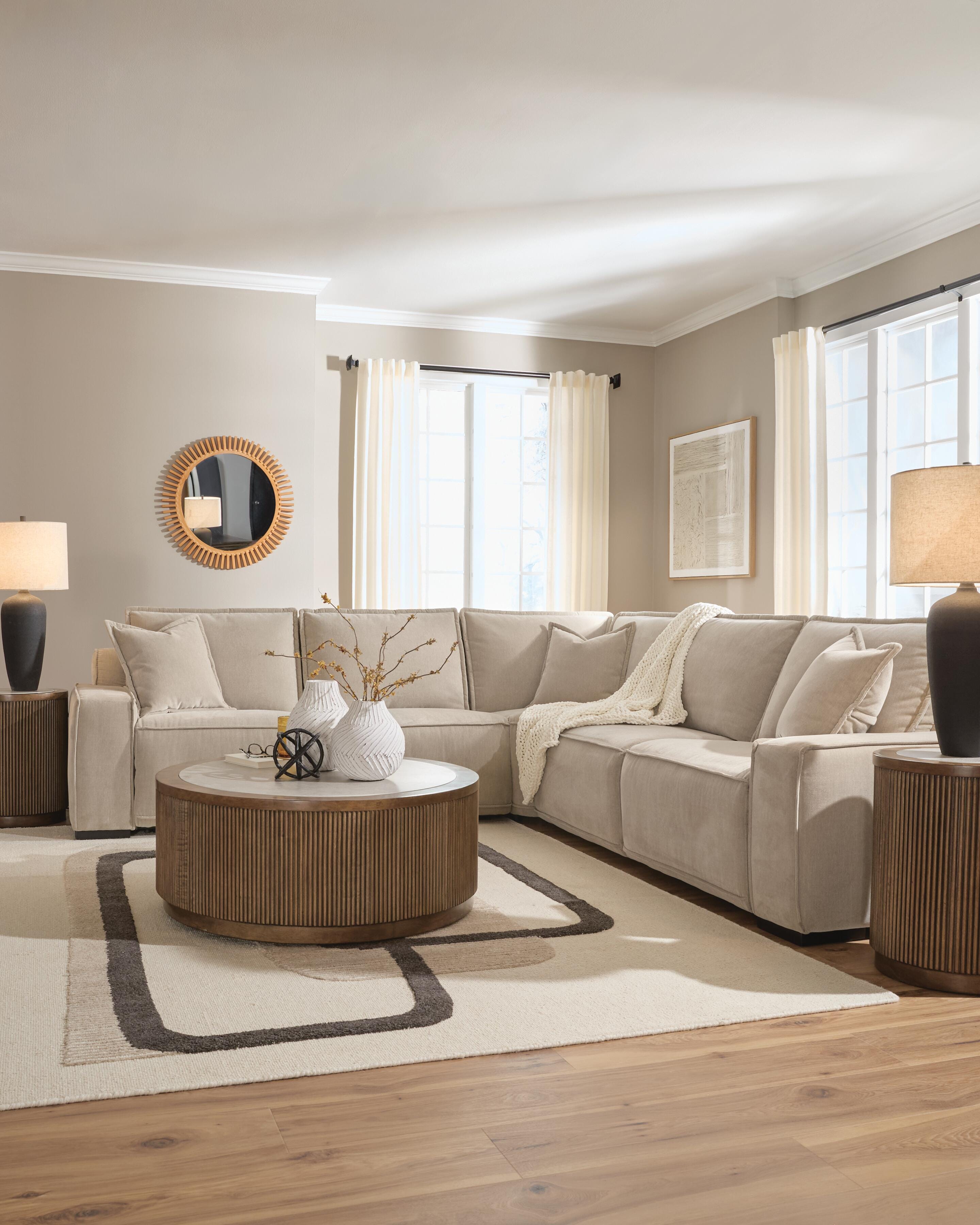 Carceri Cashmere 5-Piece Power Sectional Reclining Sofa