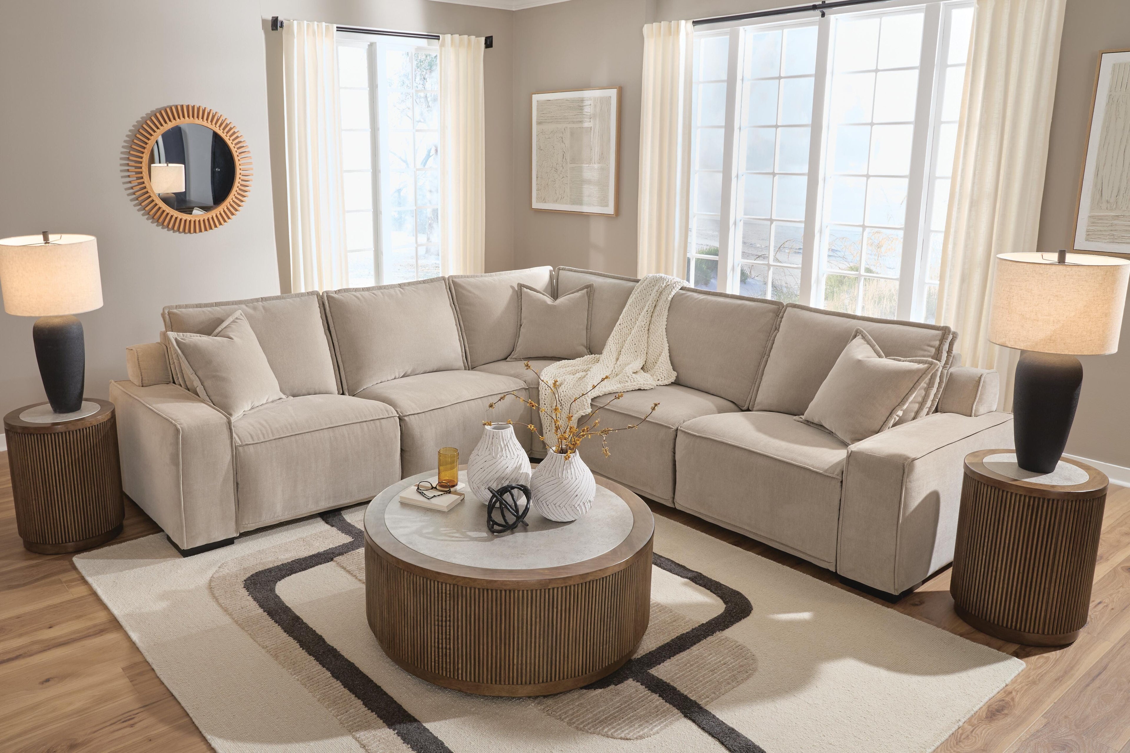 Carceri Cashmere 5-Piece Power Sectional Reclining Sofa