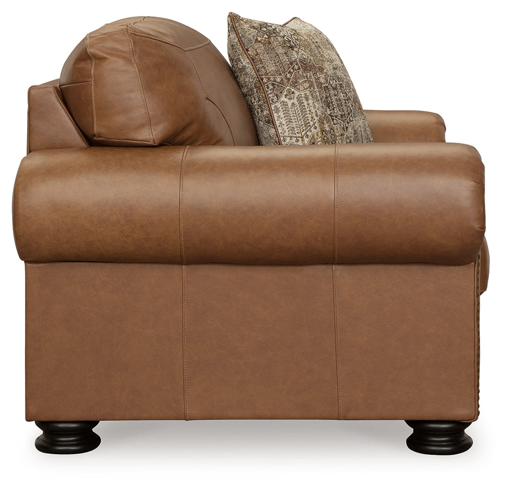 Carianna Caramel Sofa & Loveseat & Oversized Chair