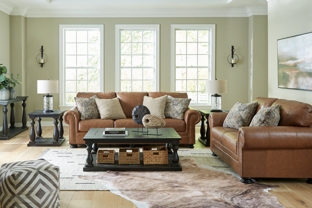 Carianna Caramel Sofa and Loveseat