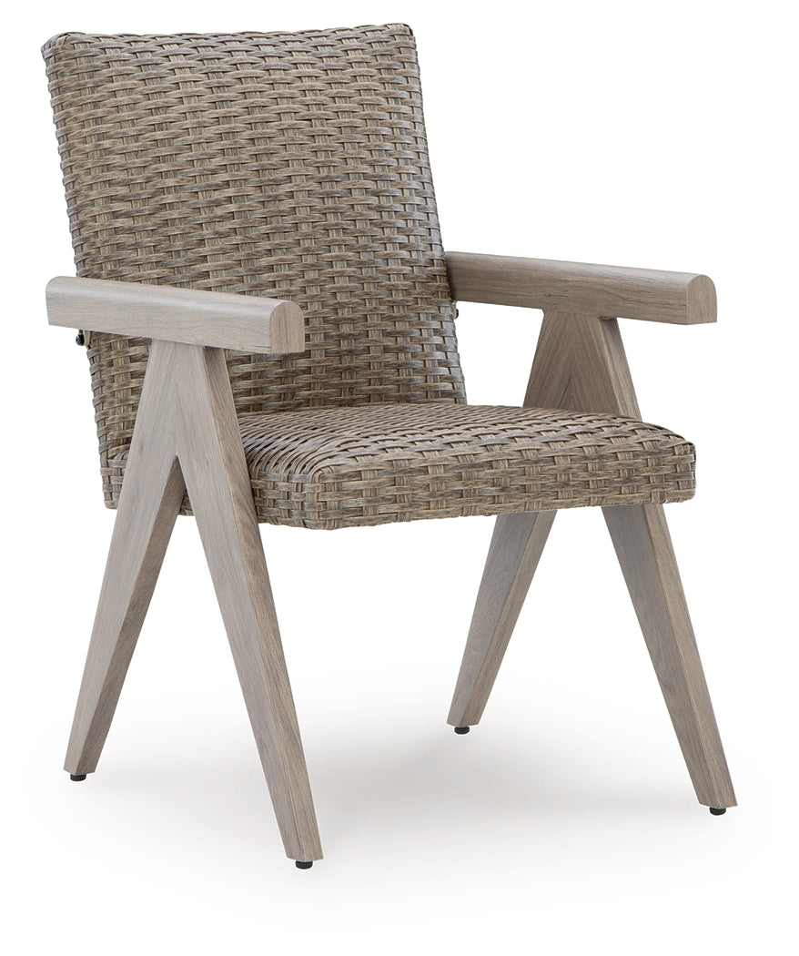 Carisbo Beige Outdoor Arm Chair (Set of 2)