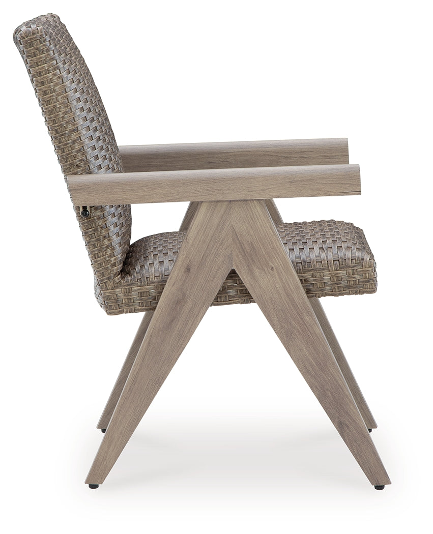 Carisbo Beige Outdoor Arm Chair (Set of 2)