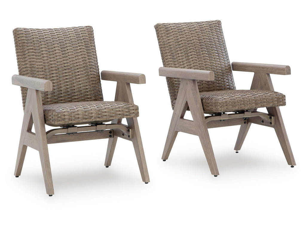 Carisbo Beige Outdoor Rocking Arm Chair (Set of 2)