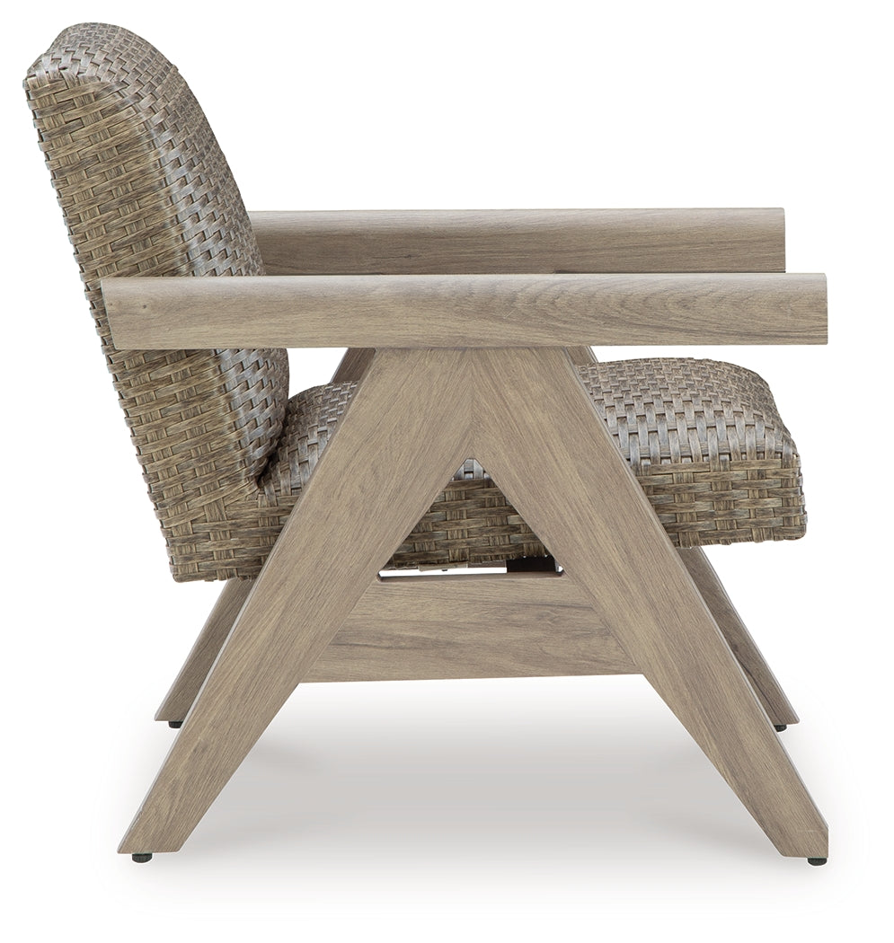 Carisbo Beige Outdoor Rocking Lounge Chair