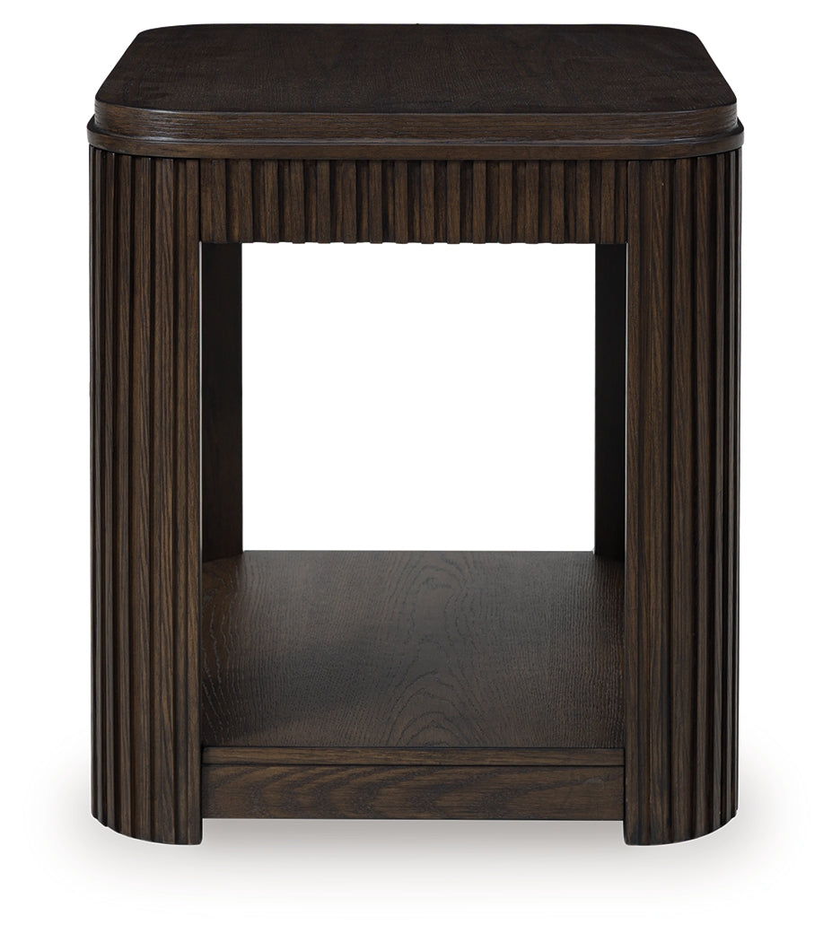 Carlibrie Warm Brown Rectangular End Table