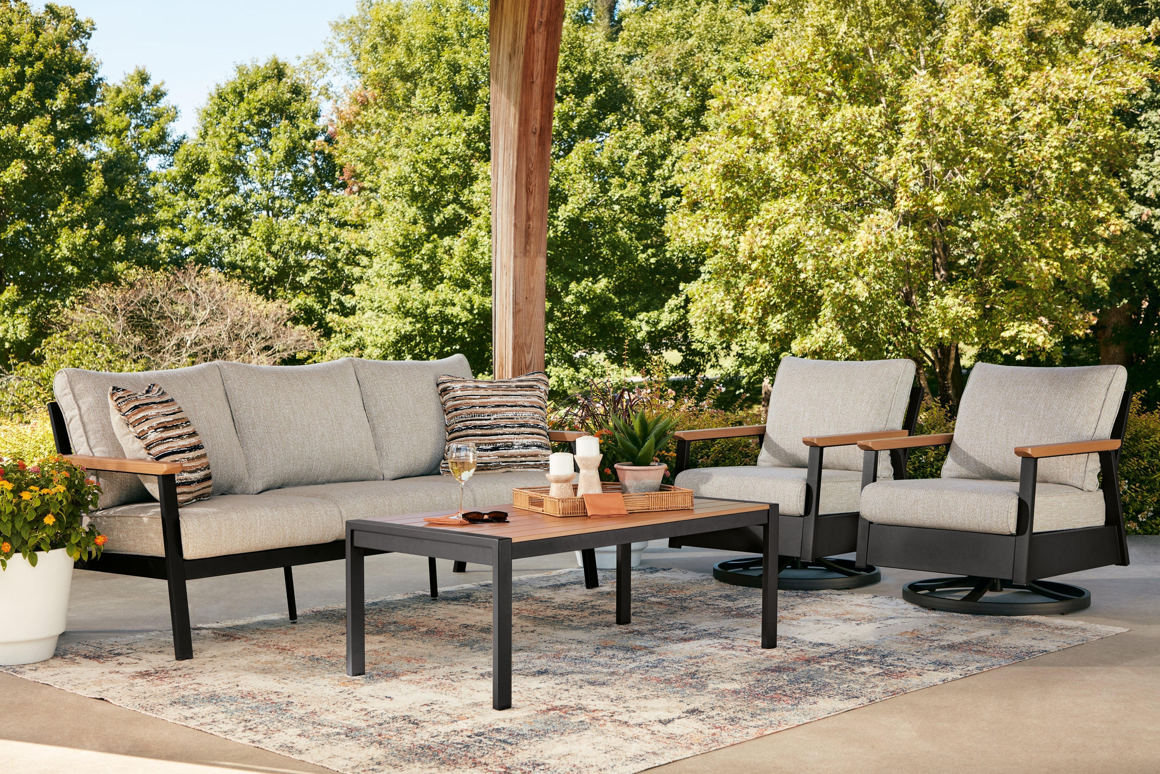 Carmel Highlands Dark Brown Sofa/Chairs/Table Set (Set of 4)