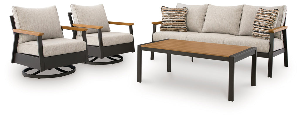 Carmel Highlands Dark Brown Sofa/Chairs/Table Set (Set of 4)