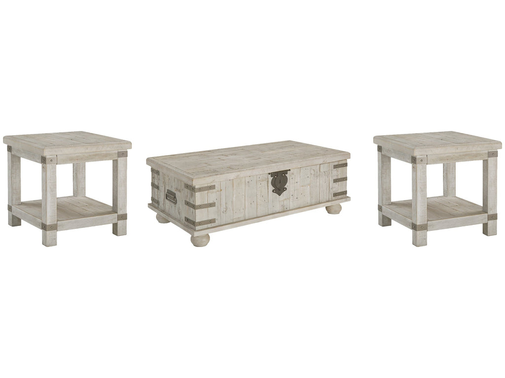 Carynhurst White Wash Gray Coffee Table and 2 End Tables