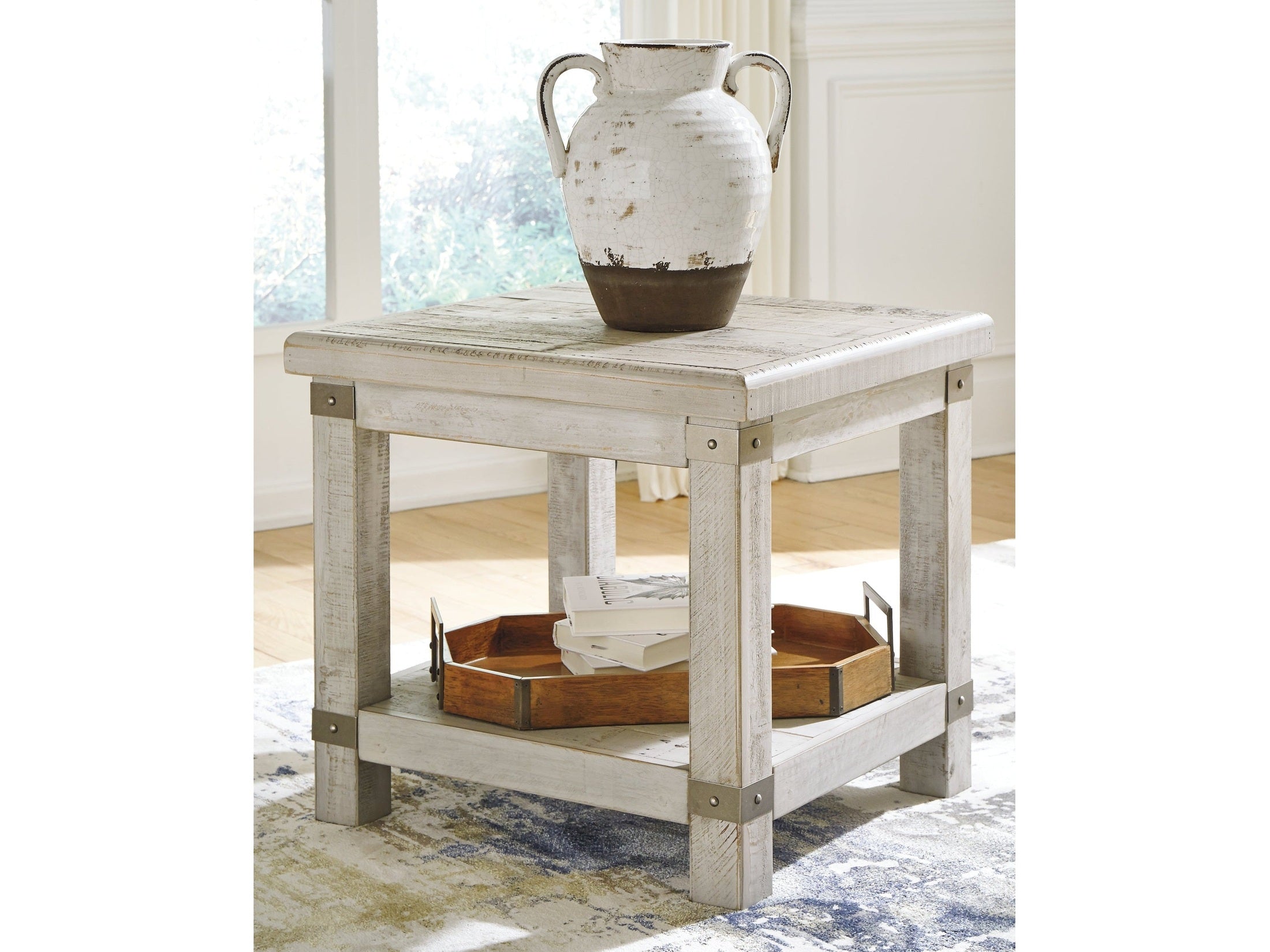 Carynhurst White Wash Gray End Table