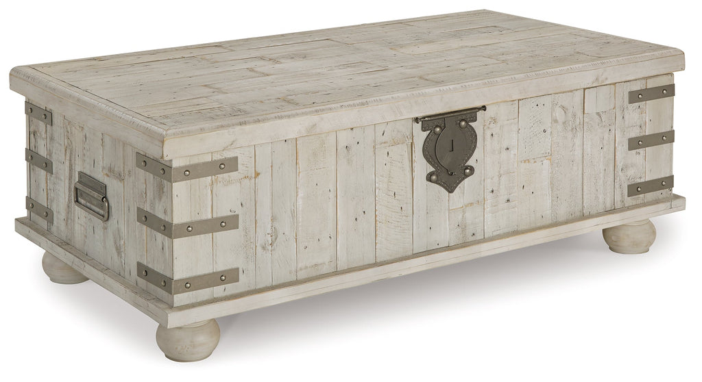 Carynhurst White Wash Gray Lift Top Coffee Table