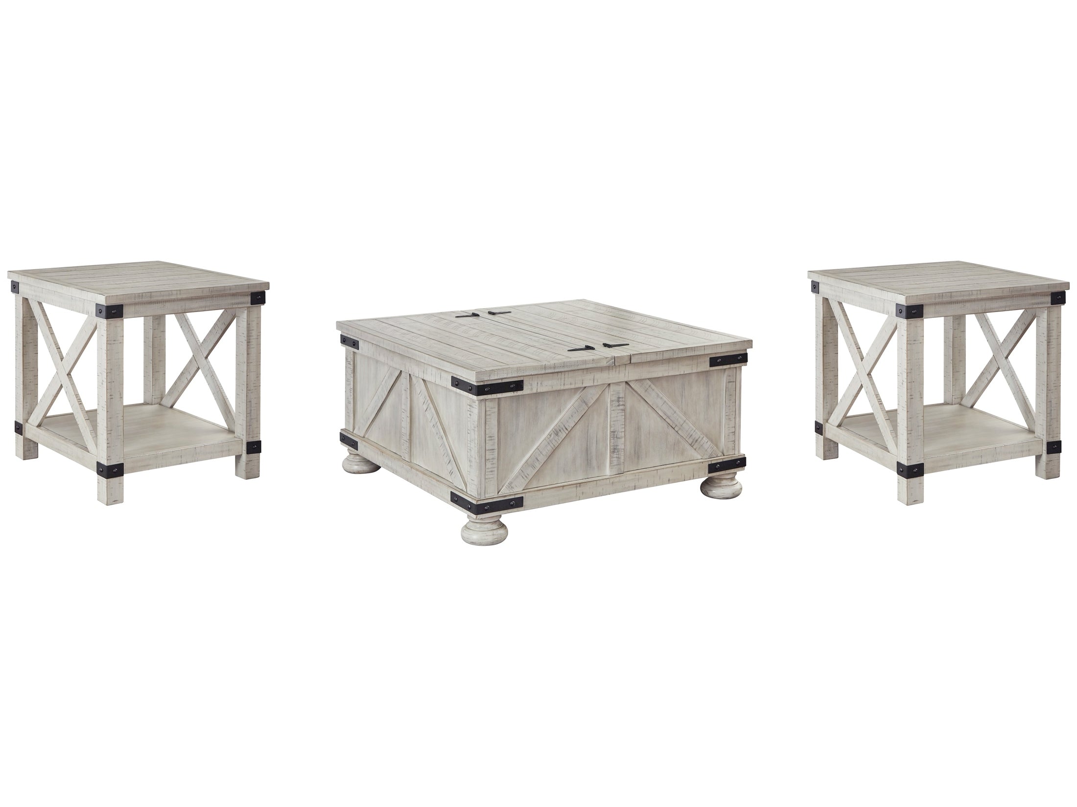 Carynhurst Whitewash Coffee Table and 2 End Tables