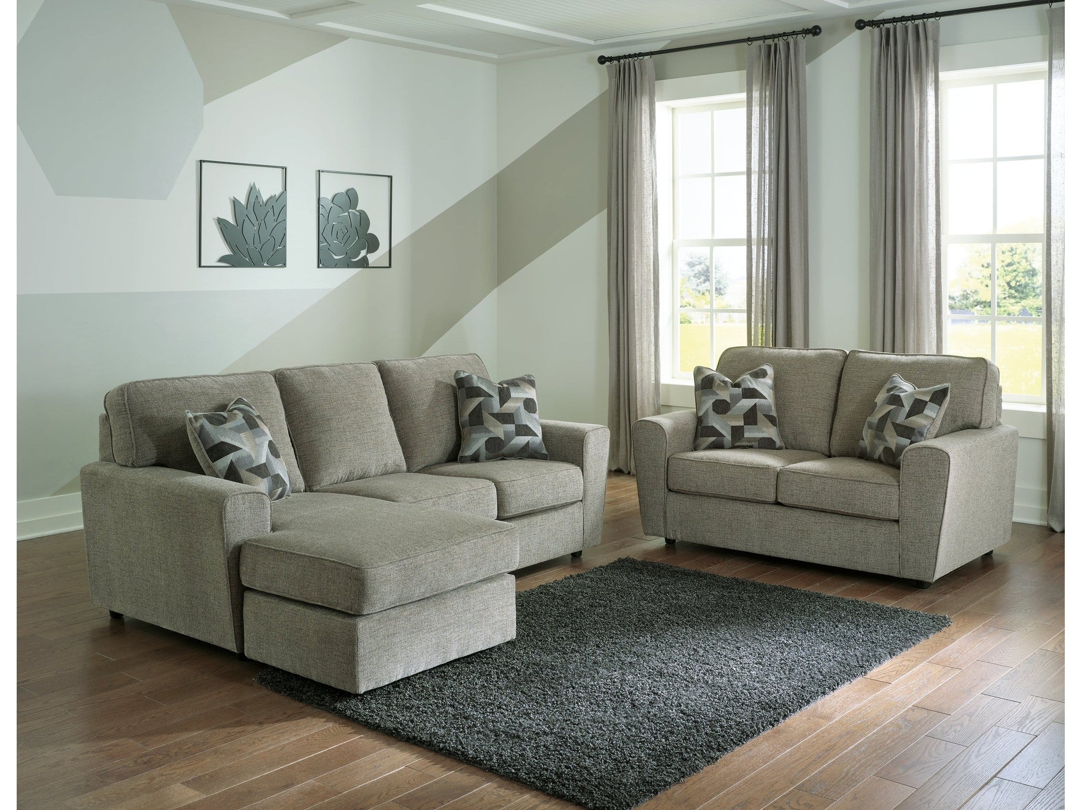 Cascilla Pewter Sofa Chaise and Loveseat