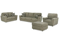 Cascilla Sofa, Loveseat, Chair and Ottoman, Pewter