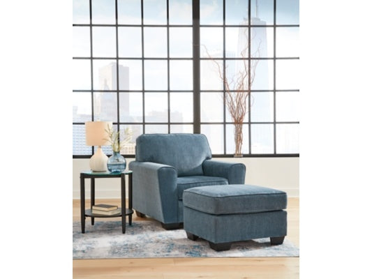 Cashton Blue Chair and Ottoman