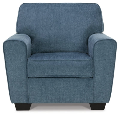 Cashton Blue Chair and Ottoman