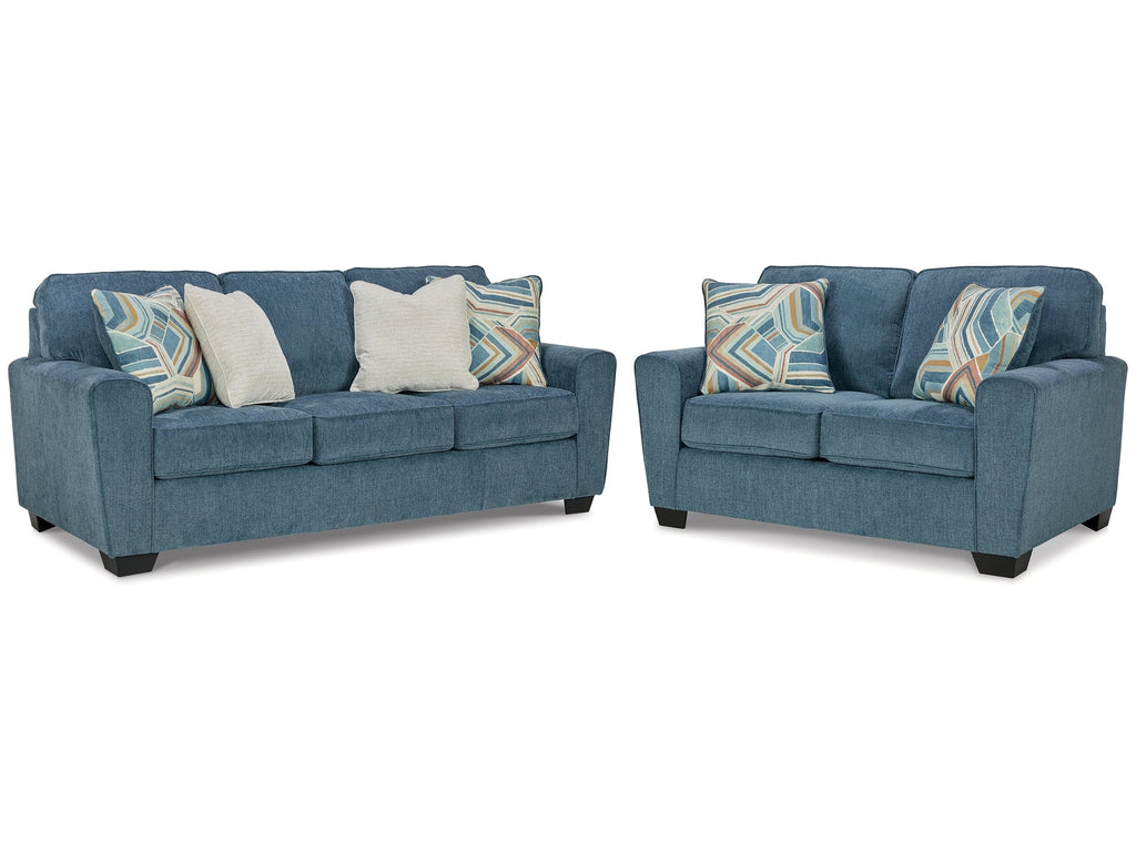 Cashton Blue Queen Sofa Sleeper & Loveseat