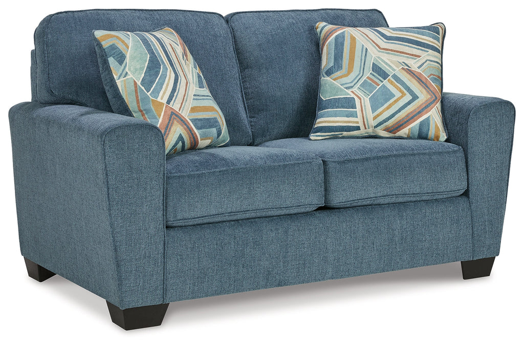 Cashton Blue Queen Sofa Sleeper & Loveseat