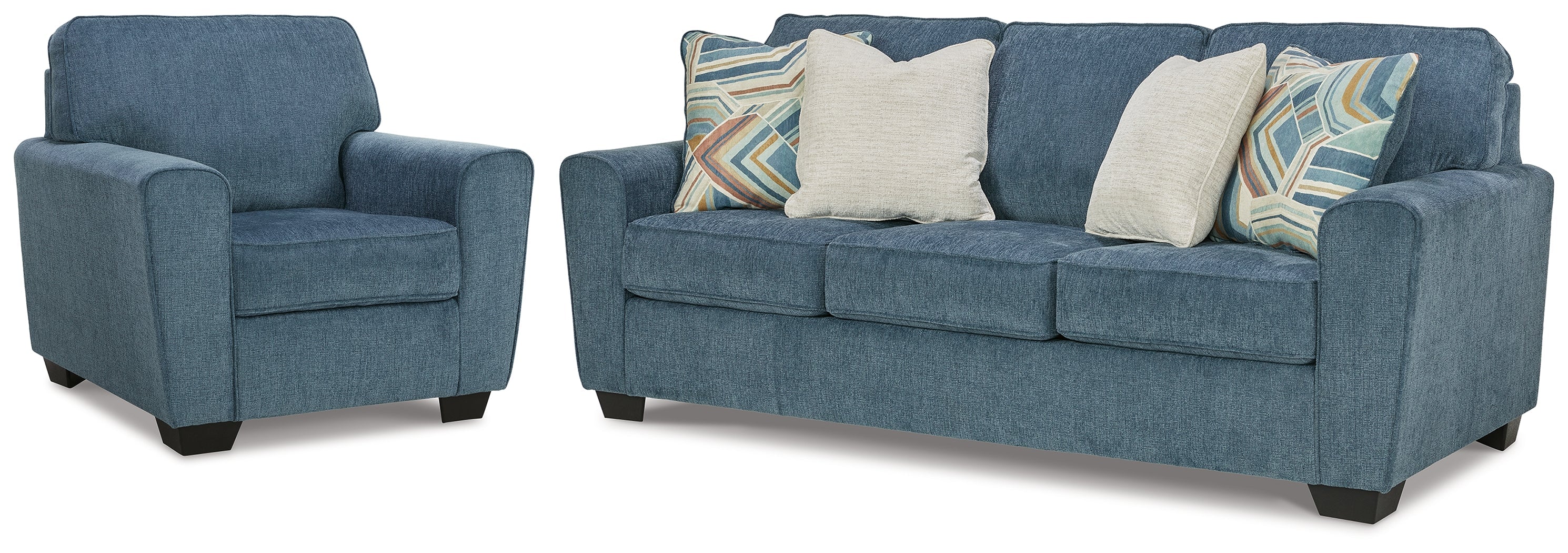 Cashton Blue Queen Sofa Sleeper and Chair