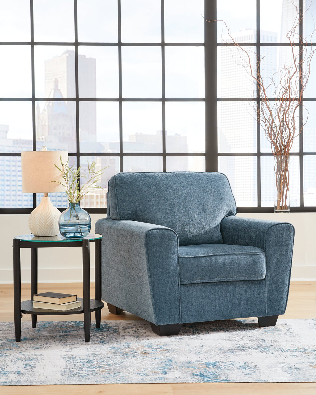 Cashton Blue Queen Sofa Sleeper and Chair