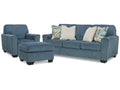 Cashton Blue Sofa, Chair and Ottoman