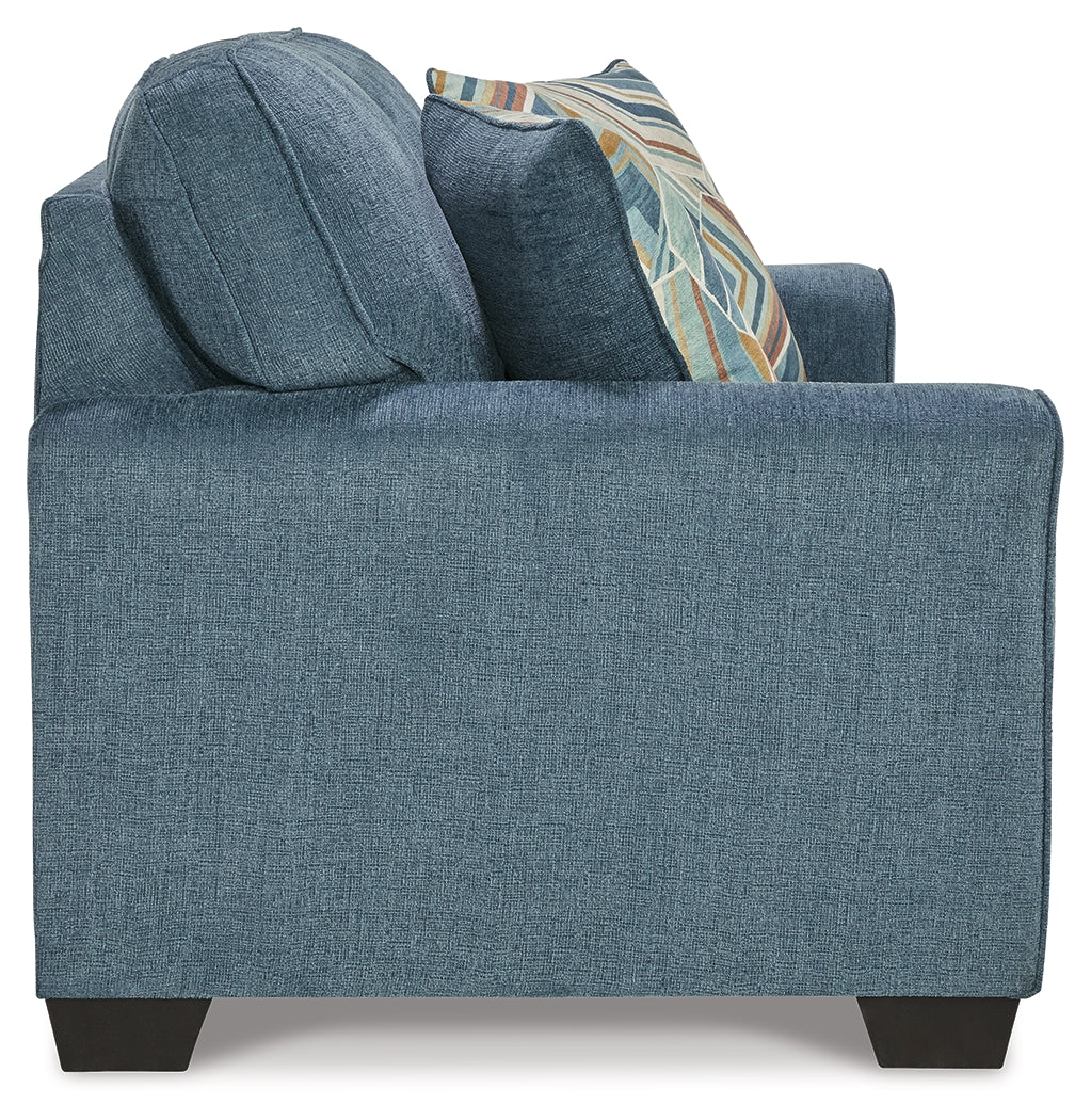 Cashton Sofa, Loveseat, Chair and Ottoman, Blue