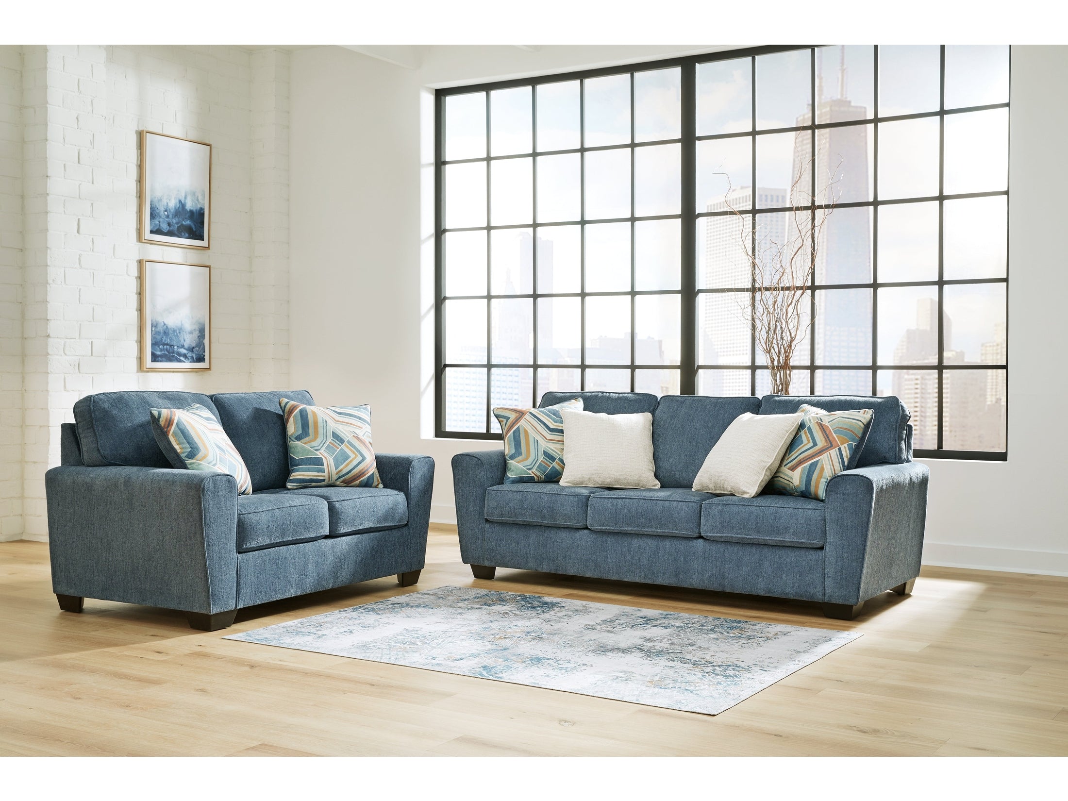 Cashton Blue Sofa and Loveseat