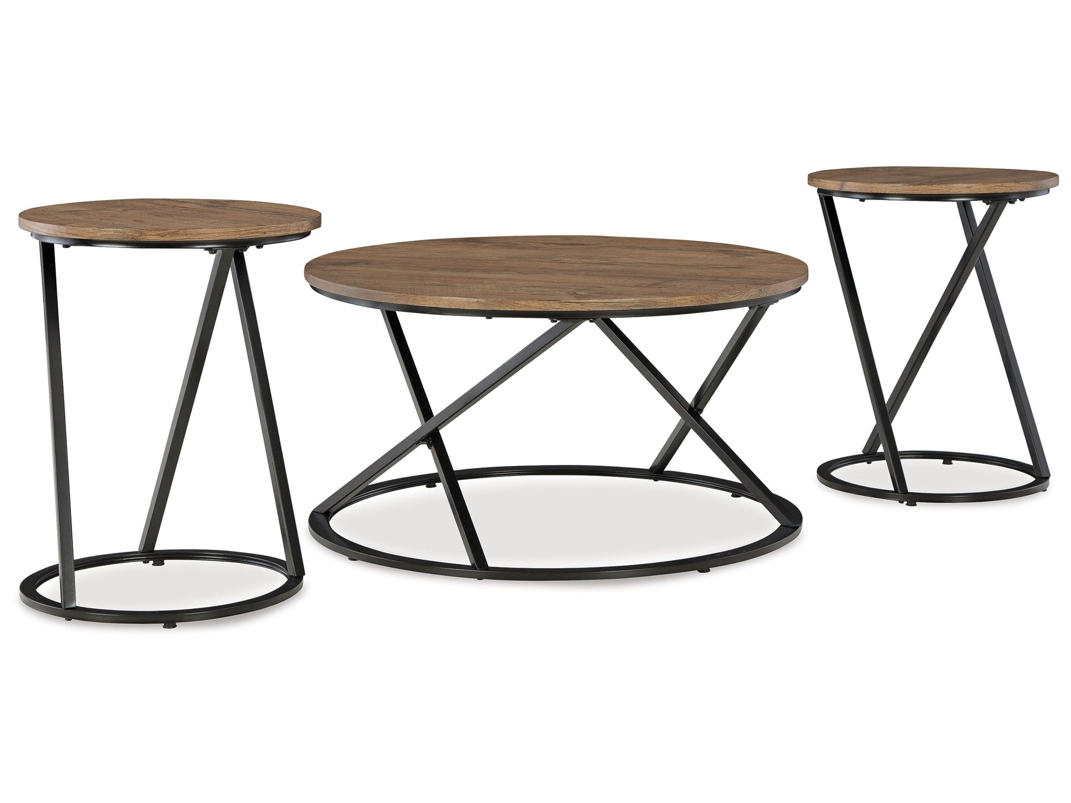 Cassbryn Brown/Black Occasional Table Set (Set of 3)