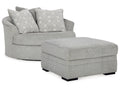 Casselbury Cement Oversized Swivel Chair and Ottoman